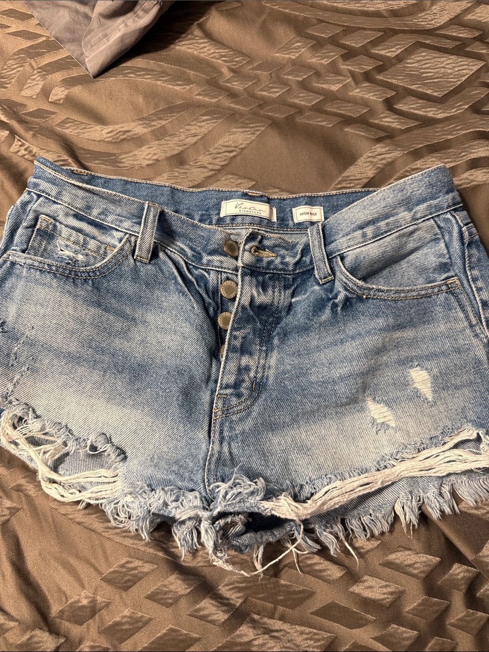 KanCan Light Wash Distressed Denim Cutoff Shorts
